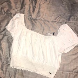 Hollister white cropped off the shoulder top